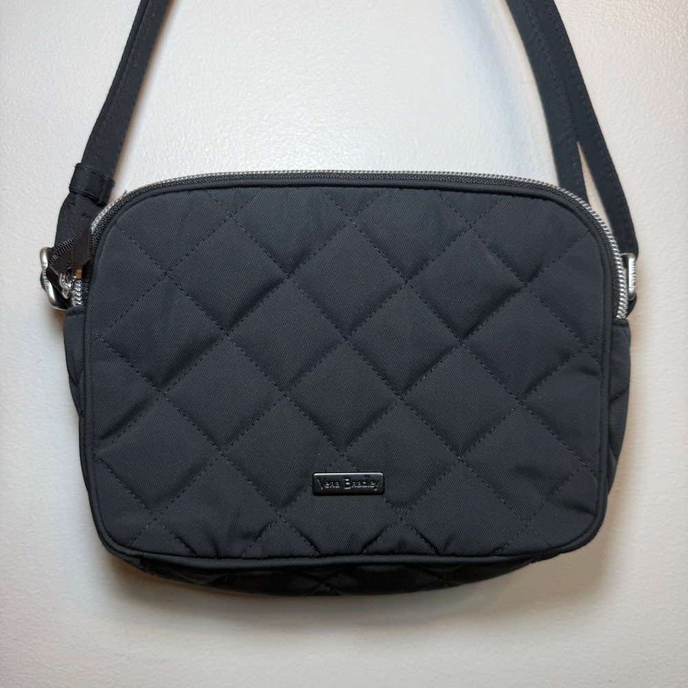 Vera Bradley Evie Crossbody Bag Black Quilted Performance Twill NWT - Picture 2 of 9